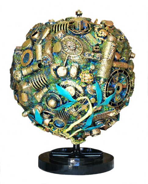 Natura e artificio, polimaterico con materiali naturali e industriali riciclati 70X85